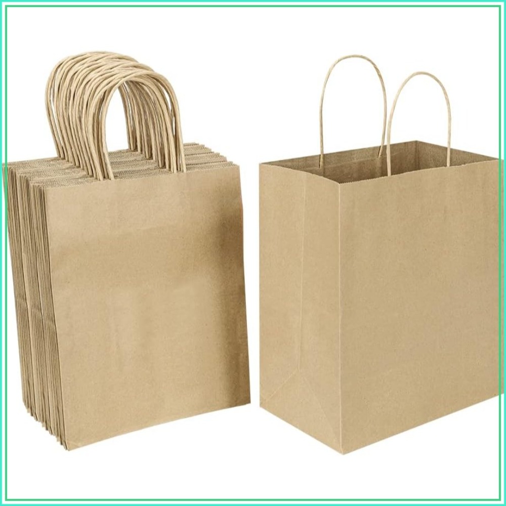 Party Favor Bag - 50 Pack 8x4.75x10 Inch Brown Kraft