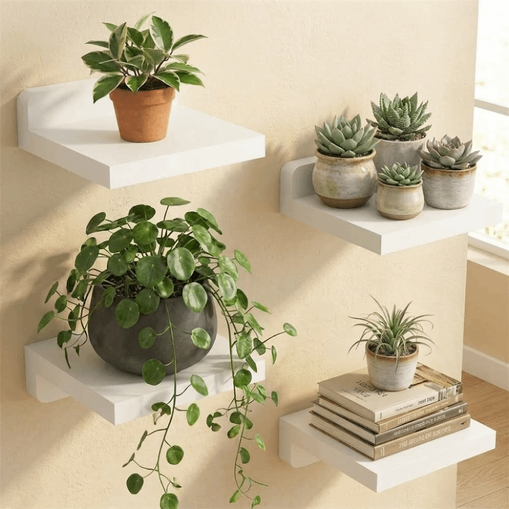 4PCS Wood Small Floating Shelv - đánh giá và giá Flower Wall Panel