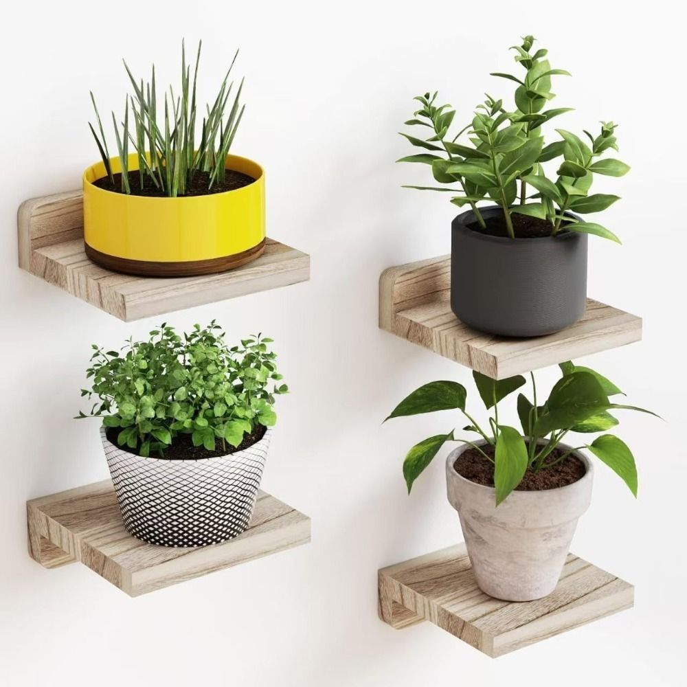 4PCS Wood Small Floating Shelv - đánh giá và giá Flower Wall Panel