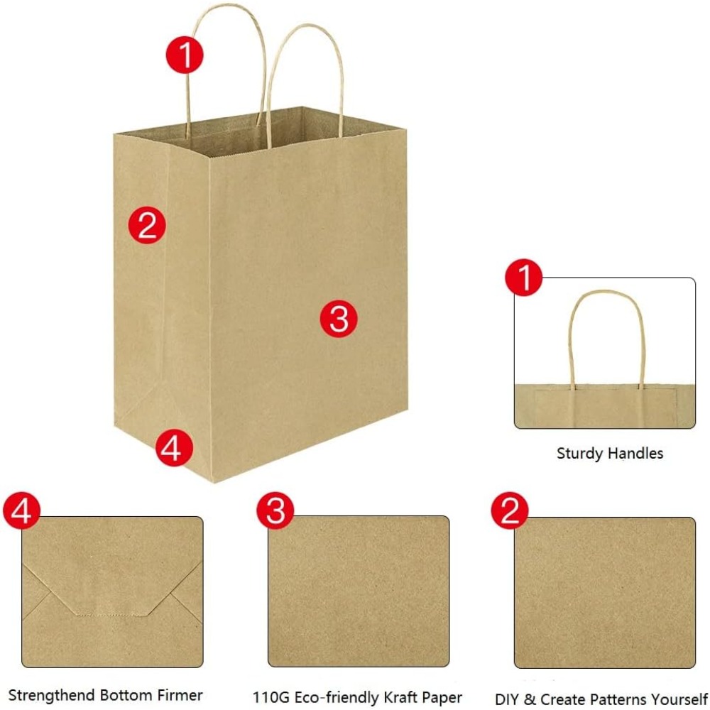 50 Pack 8x4.75x10 Inch Brown K - đánh giá và giá Party Favor Bag
